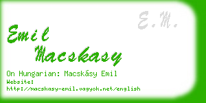emil macskasy business card
